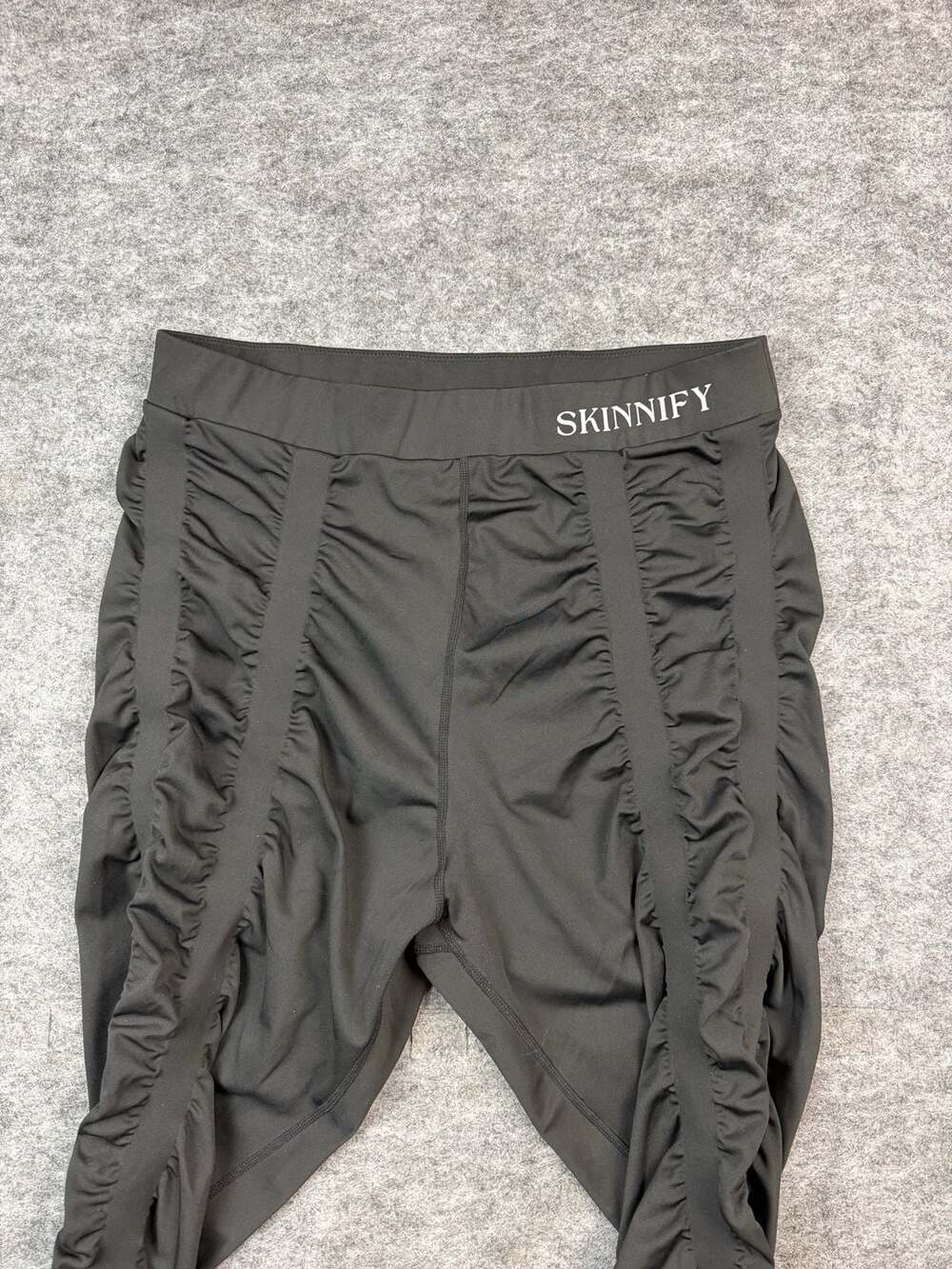 SKINNIFY Black Ruched High Waisted Compression Leggings Womens Size XXXXL